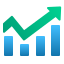 Growth chart icon for efficiency and conversion