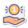 Icon of a hand holding a coin for revenue retention